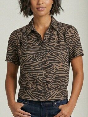 NWT - Small top. Brown & black Zebra animal print shirt. Summer. Casual.